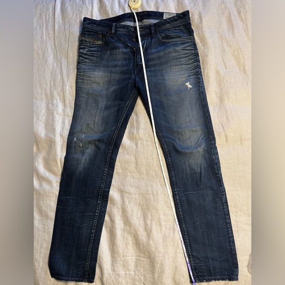 Diesel BRADDOM Vintage Style Distressed BLUE Denim 34W 34L slim-carrot fit - Picture 12 of 13